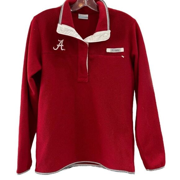 COLUMBIA Men's ALABAMA Crimson Tide Collegiate Harborside Fleece Pullover Small - Picture 2 of 7